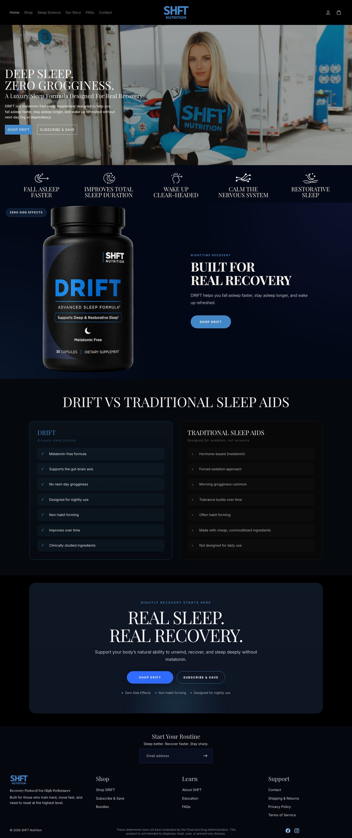 shft-nutrition.com website built by Cessna Marketing
