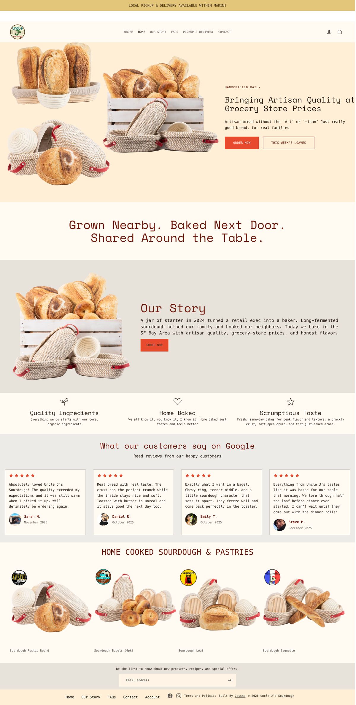 unclejssourdough.com website built by Cessna Marketing